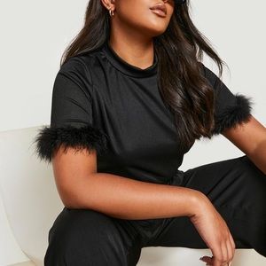 Plus feather trim shirt